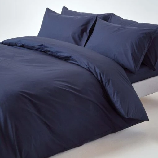 Navy Blue Egyptian Cotton Duvet Cover With Pillowcase 200 Thread Count -Best Homeware Store bl1289 01