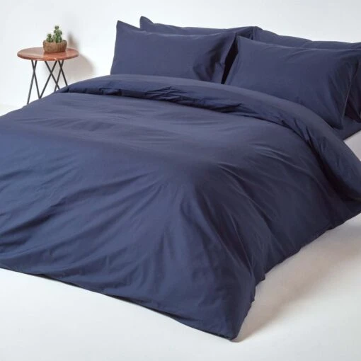 Navy Blue Egyptian Cotton Duvet Cover With Pillowcase 200 Thread Count -Best Homeware Store bl1289 02