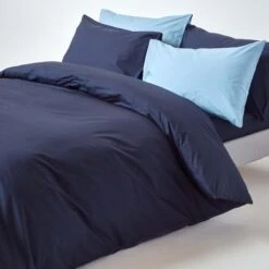 Navy Blue Egyptian Cotton Duvet Cover With Pillowcase 200 Thread Count -Best Homeware Store bl1289 06