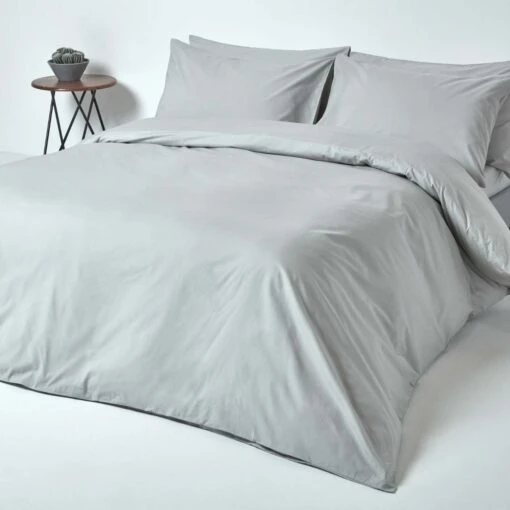 Silver Grey Egyptian Cotton Duvet Cover With Pillowcase 200 Thread Count -Best Homeware Store bl1297 02