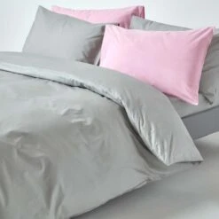 Silver Grey Egyptian Cotton Duvet Cover With Pillowcase 200 Thread Count -Best Homeware Store bl1297 06