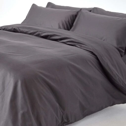 Dark Charcoal Grey Egyptian Cotton Duvet Cover With Pillowcases 1000 TC -Best Homeware Store bl1313 02