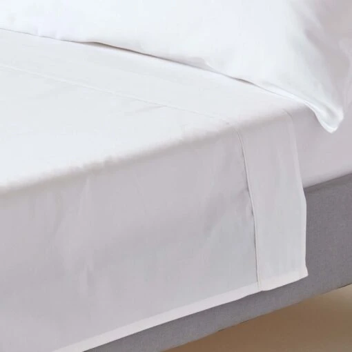 White Organic Cotton Flat Sheet 400 Thread Count -Best Homeware Store bl1324 01