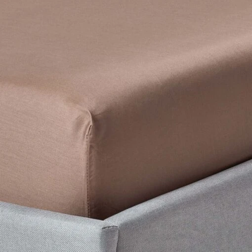 Brown Organic Cotton Fitted Sheet 400 Thread Count -Best Homeware Store bl1329 01