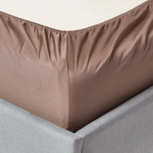 Brown Organic Cotton Fitted Sheet 400 Thread Count -Best Homeware Store bl1329 02