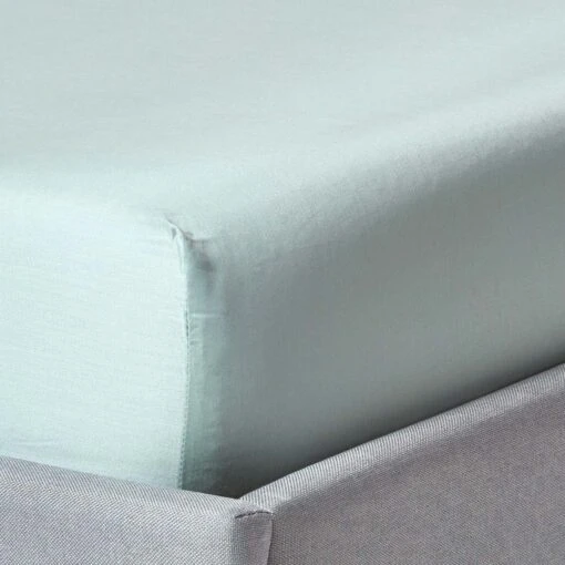 Duck Egg Blue Organic Cotton Fitted Sheet 400 Thread Count -Best Homeware Store bl1336 01