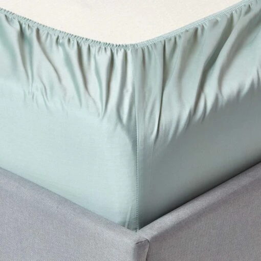 Duck Egg Blue Organic Cotton Deep Fitted Sheet 18 Inch 400 TC -Best Homeware Store bl1336 02 9