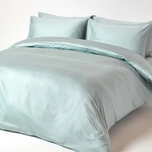 Duck Egg Blue Organic Cotton Fitted Sheet 400 Thread Count -Best Homeware Store bl1336 03