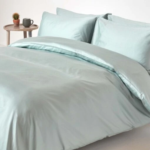 Duck Egg Blue Organic Cotton Duvet Cover Set 400 Thread Count -Best Homeware Store bl1339 02