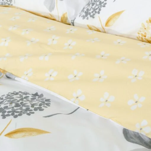 Lemon, White And Grey Floral Duvet Cover Set -Best Homeware Store bl1347b 4