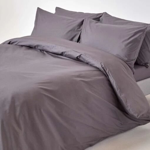 Dark Grey Egyptian Cotton Duvet Cover With Pillowcases 200 Thread Count -Best Homeware Store bl1451 01