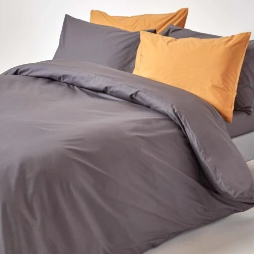 Dark Grey Egyptian Cotton Duvet Cover With Pillowcases 200 Thread Count -Best Homeware Store bl1451 06