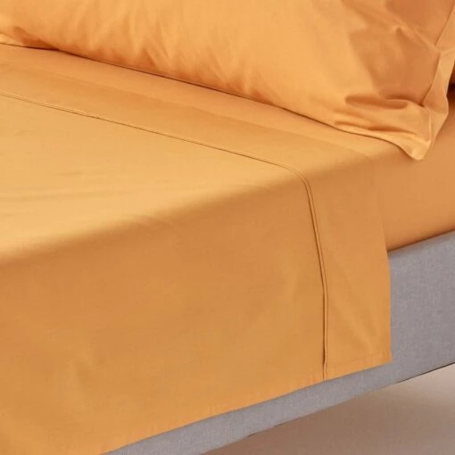 Mustard Yellow Egyptian Cotton Flat Sheet 200 Thread Count -Best Homeware Store bl1466 01