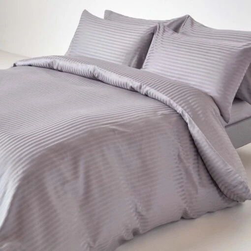 Grey Egyptian Cotton Satin Stripe Flat Sheet 330 TC -Best Homeware Store bl1475 03