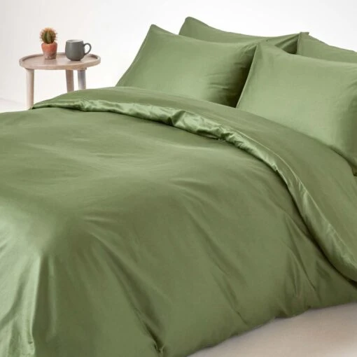 Moss Green Organic Cotton Duvet Cover Set 400 Thread Count -Best Homeware Store bl1478 02 1 1