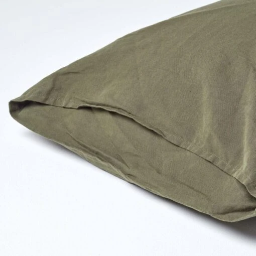 Khaki Green Linen Housewife Pillowcase, King -Best Homeware Store bl1553 3