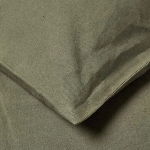 Khaki Green Linen Housewife Pillowcase, King -Best Homeware Store bl1553 6