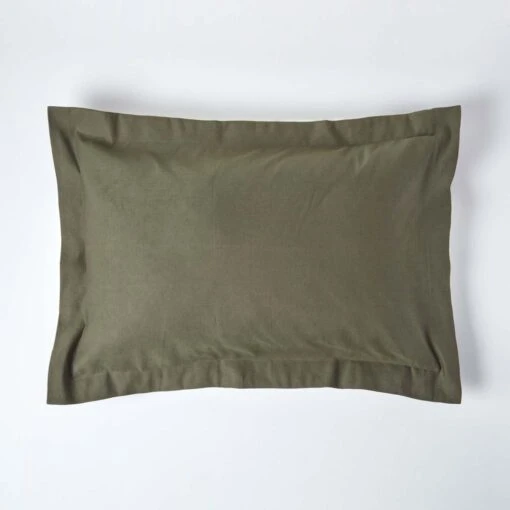 Khaki Green Linen Oxford Pillowcase, King -Best Homeware Store bl1555 1