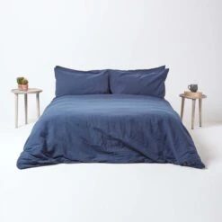 Navy Blue Linen Housewife Pillowcase, King -Best Homeware Store bl1560 5