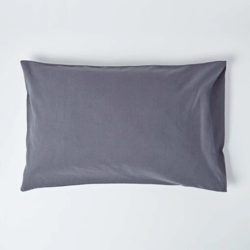 Dark Grey Linen Housewife Pillowcase, King -Best Homeware Store bl1572 1