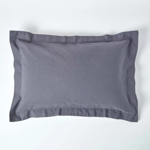 Dark Grey Linen Oxford Pillowcase, King -Best Homeware Store bl1573 1