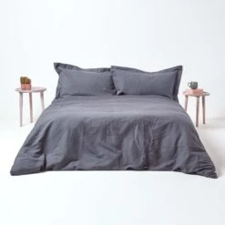 Dark Grey Linen Oxford Pillowcase, King -Best Homeware Store bl1573 5