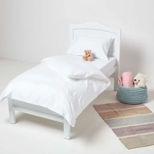 White Cotton Cot Bed Duvet Cover Set 200 Thread Count -Best Homeware Store bl1715a 02 1