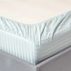 Blue Cotton Stripe Cot Bed Fitted Sheets 330 Thread Count, 2 Pack -Best Homeware Store bl1717b 4