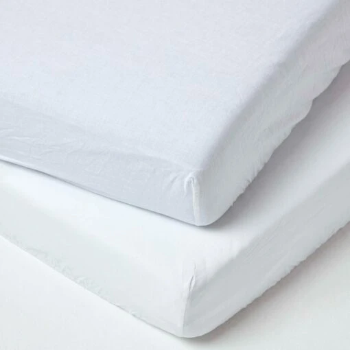 White Linen Cot Bed Fitted Sheets 70 X 140 Cm, Pack Of 2 -Best Homeware Store bl1725a 1