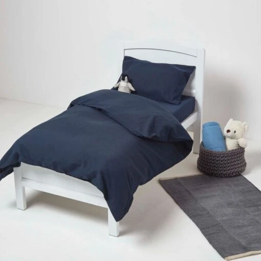 Navy Linen Cot Bed Fitted Sheets 70 X 140 Cm, Pack Of 2 -Best Homeware Store bl1725c 2