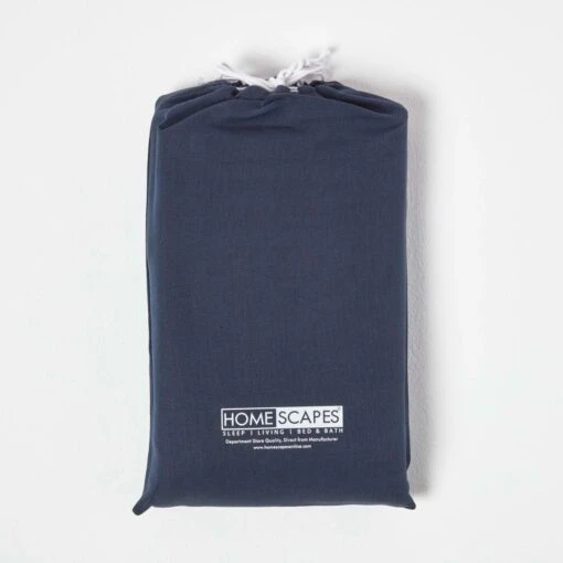 Navy Linen Fitted Cot Sheet 60 X 120 Cm, Pack Of 2 -Best Homeware Store bl1725c 05