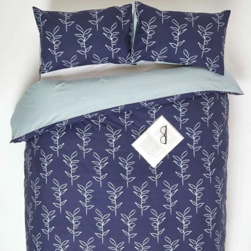 Blue Leaf Digitally Printed Cotton Duvet Cover Set -Best Homeware Store bl1734 1 6