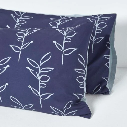 Blue Leaf Digitally Printed Cotton Duvet Cover Set -Best Homeware Store bl1734 5 6