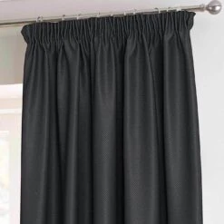 Black Herringbone Chevron Thermal Blackout Curtains Pair Pencil Pleat -Best Homeware Store black herringbone chevron thermal blackout curtains pair pencil pleat 2