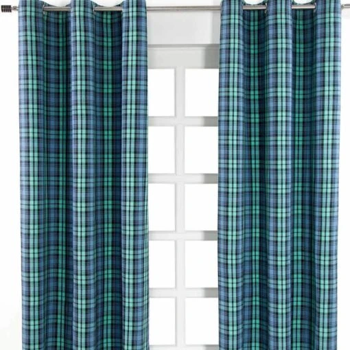 Black Watch Tartan Ready Made Eyelet Curtain Pair -Best Homeware Store black watch tartan ready made eyelet curtain pair 1