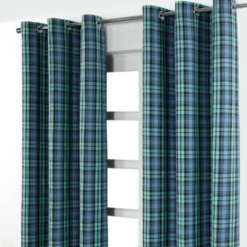 Black Watch Tartan Ready Made Eyelet Curtain Pair -Best Homeware Store black watch tartan ready made eyelet curtain pair 3