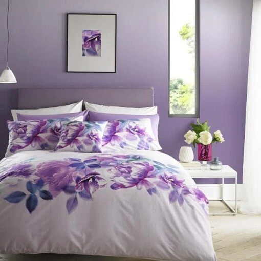 Lipsy ‘Translucent Bloom’ Purple And White Floral Duvet Cover Set, Single -Best Homeware Store bs1274 translucent bloom lipsy main image 3