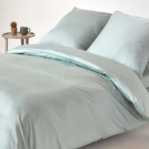 Duck Egg Blue European Size Organic Cotton Duvet Cover Set 400 TC -Best Homeware Store cnbl1339 02 3