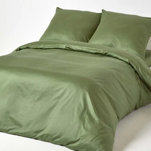 Moss Green European Size Organic Cotton Duvet Cover Set, 400 TC -Best Homeware Store cnbl1540 01