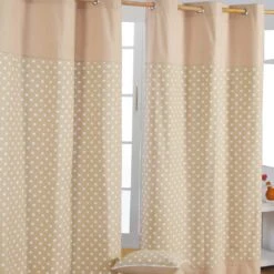 Best Homeware Store -Best Homeware Store cotton stars beige ready made eyelet curtain pair 1