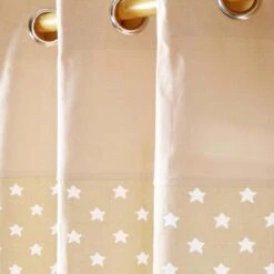 Best Homeware Store -Best Homeware Store cotton stars beige ready made eyelet curtain pair 3