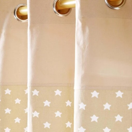 Cotton Stars Beige Ready Made Eyelet Curtain Pair -Best Homeware Store cotton stars beige ready made eyelet curtain pair 3