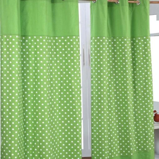 Cotton Stars Green Ready Made Eyelet Curtain Pair -Best Homeware Store cotton stars green ready made eyelet curtain pair 1