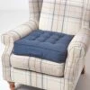 Navy Blue Cotton Armchair Booster Cushion -Best Homeware Store cu1114 01