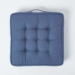 Navy Blue Cotton Armchair Booster Cushion -Best Homeware Store cu1114 03