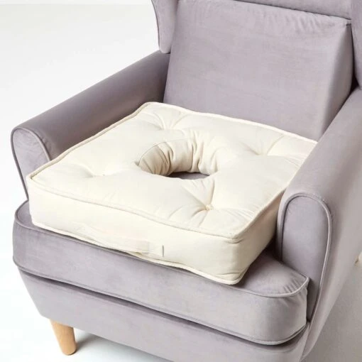 Cream Orthopaedic Cotton Armchair Booster Cushion -Best Homeware Store cu1117 1 1