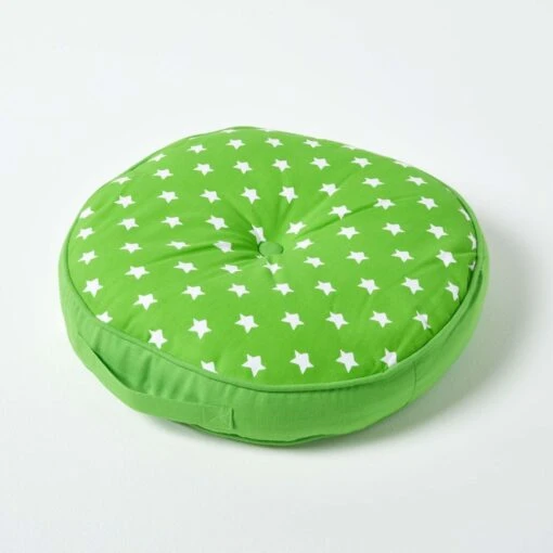 Green Stars Round Floor Cushion -Best Homeware Store cu1158 01