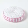 Pink Hearts & Stripes Round Floor Cushion -Best Homeware Store cu1159a 01