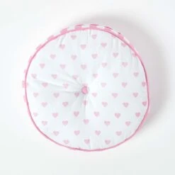 Pink Hearts & Stripes Round Floor Cushion -Best Homeware Store cu1159a 03