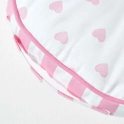 Pink Hearts & Stripes Round Floor Cushion -Best Homeware Store cu1159a 04